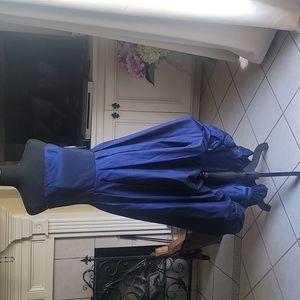 Midnight Blue  high low strapless dress.